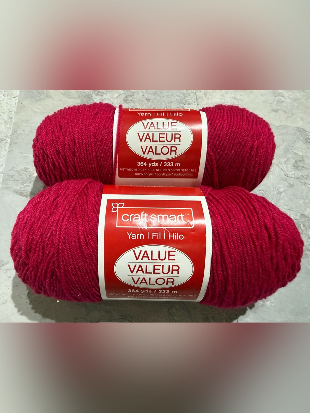 Lot of 2 Craft Smart Value Yarn Skeins – Medium 4 Worsted – Fuchsia – 364 Yds Ea